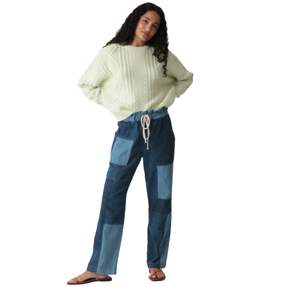 Ersa Crop Cotton Sweater - Stone