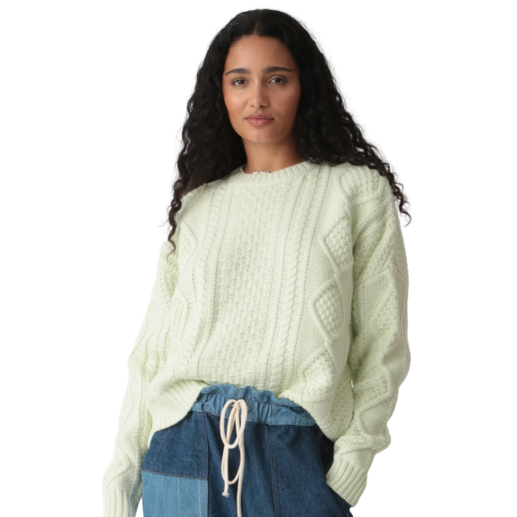 Ersa Crop Cotton Sweater - Stone