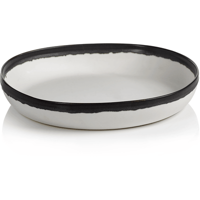 Tasso White Shallow Bowl with Black Rim - MARCUS