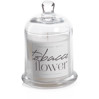 Tobacco Flower Scented Candle Jar with Glass Dome - MARCUS