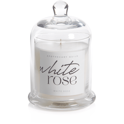 White Rose Scented Candle Jar with Glass Dome - MARCUS