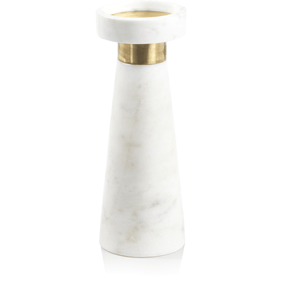 Mannara 10" Tall Marble Pillar Candle Holder - MARCUS