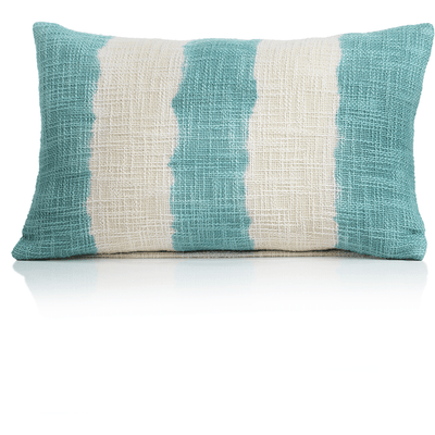 Naxos Tie Dye Blue Stripe Cotton Throw Pillow-12" x 20" - MARCUS