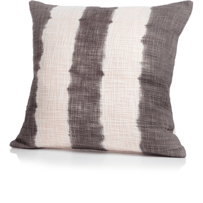 Naxos Tie Dye Gray Stripe Cotton Throw Pillow-18" x 18" - MARCUS