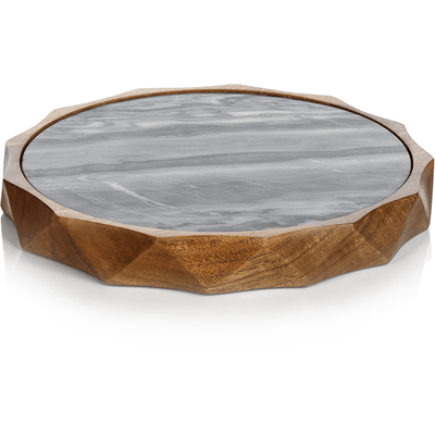 Tiziano Wood & Gray Marble Serving Board - MARCUS