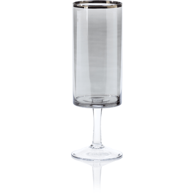 Belicia 14.5" Tall Black Luster Glass Hurricane with Platinum Rim - MARCUS