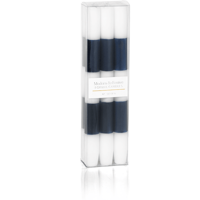 6-Piece Modern & Festive Blue Formal Candle Set, Pack of 2 - MARCUS