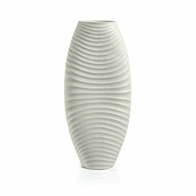 Trosa 19" Tall Rippled White Stoneware Vase - MARCUS