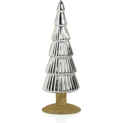 Dembe Silver Glass Tree on Gold Glitter Base, Set of 2