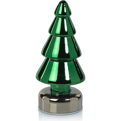Nahara Green LED Glass Pine Tabletop Tree on Silver Base