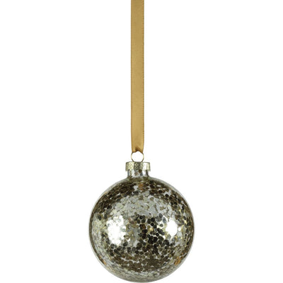 Gold Confetti Glass Holiday Ball Ornaments, Set of 6