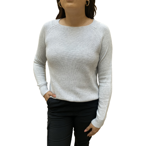 Ersa Crop Cotton Sweater - Stone