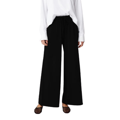 HEAVY MODAL WIDE LEG PULL  ON PANT IN BLACK