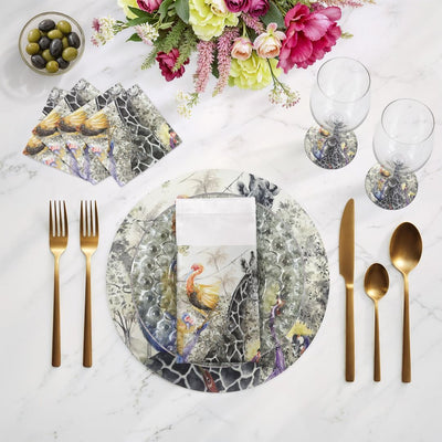 Arcadia Giraffe 16" Round Pebble Placemats, Set Of 4 - nicolettemayer.com
