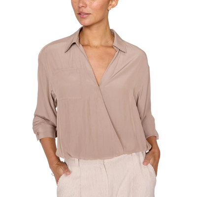 BROCHU WALKER ENZO BLOUSE IN MALVA TAUPE