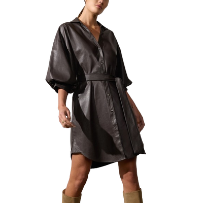 BROCHU WALKER KATE VEGAN LEATHER DRESS IN TIMBER