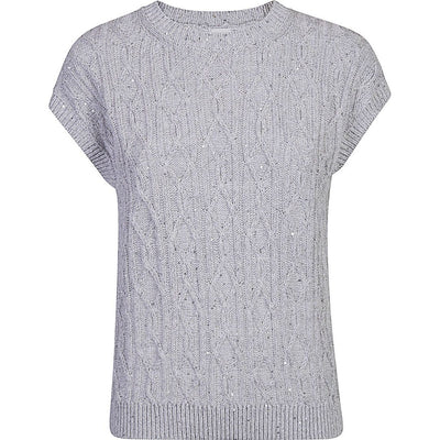 ELEVENTY KNIT SHORT SLEEVE KNIT IN PEARL GREY