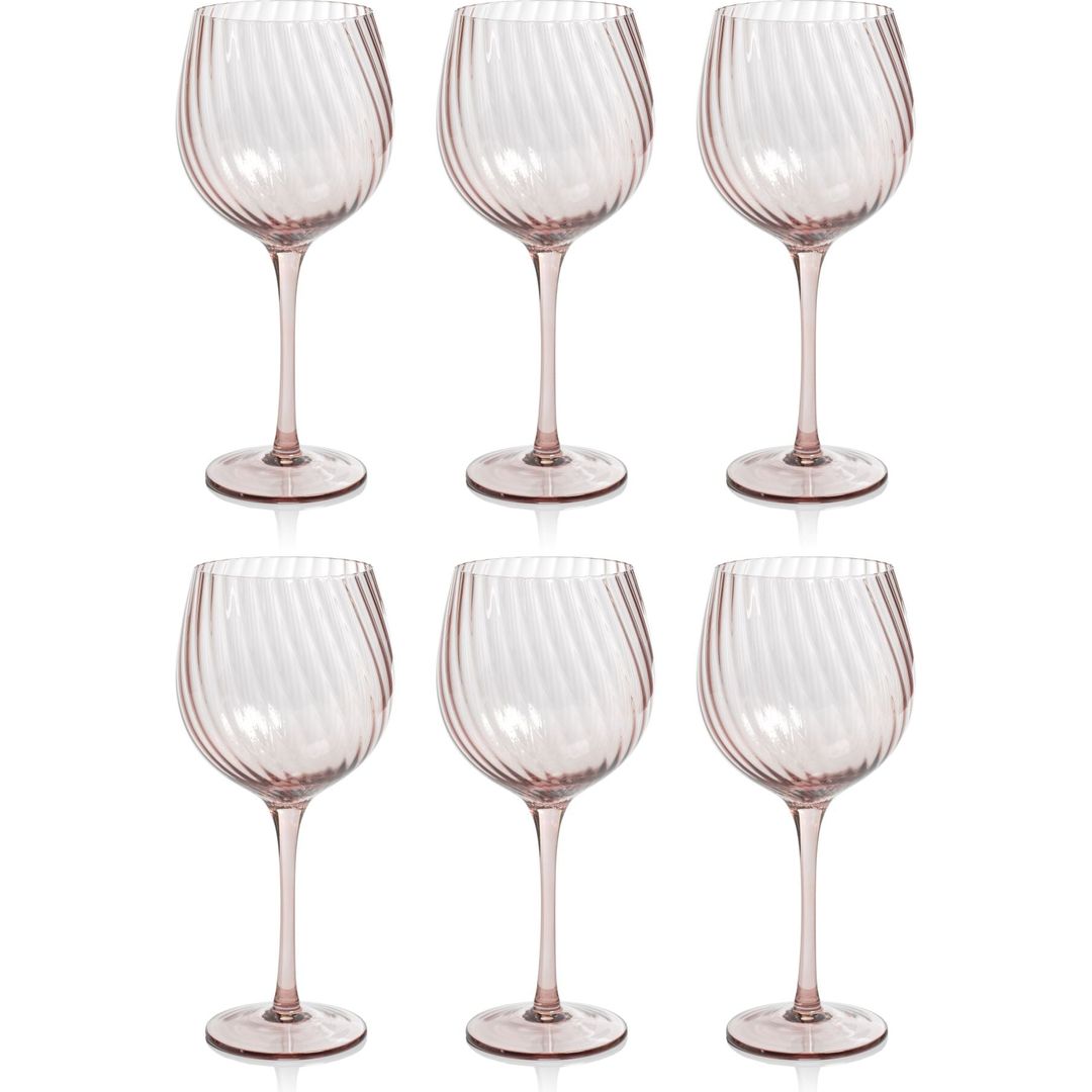 Sesto Optic Swirl White Wine Glasses, Set of 4 (Set of 4) Color: Blue