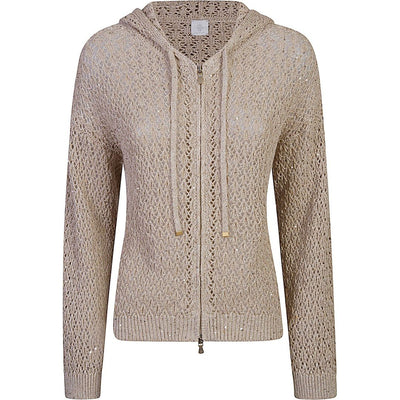 ELEVENTY ZIP UP SWEATER IN SAND