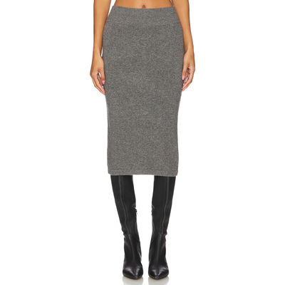 ENZA COSTA CASHMERE SKIRT IN THUNDER