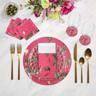 Exotix Cherry Vegan Leather Round Pebble Placemat - nicolettemayer.com