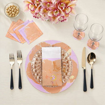 Hibiscus Lilac 16" Round Pebble Placemat Set of 4 - nicolettemayer.com