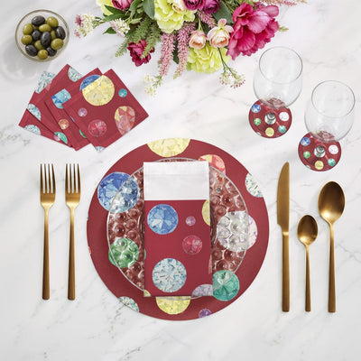 Jewel Red Vegan Leather Round Pebble Placemat - nicolettemayer.com