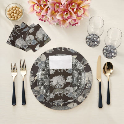 Leopard Walk Chocolatte Vegan Leather Round Pebble Placemat - nicolettemayer.com