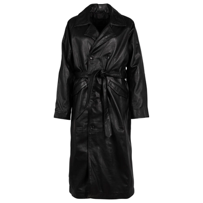 MAURITIUS DENIZ LEATHRE TRENCH COAT IN BLACK