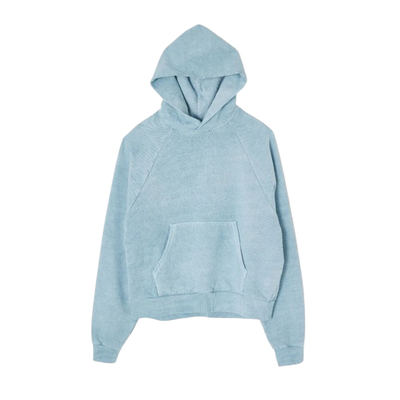 MOUSSY VINTAGE GARMENT DYED HOODIE IN LIGHT BLUE