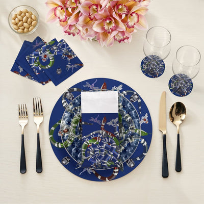 Ouroboros Blue 16" Round Pebble Placemat Set of 4 - nicolettemayer.com