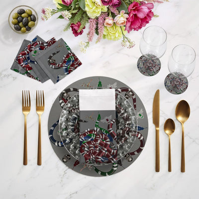 Ouroboros Gray 16" Round Pebble Placemat Set of 4 - nicolettemayer.com
