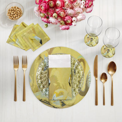 Palm Springs Golden Vegan Leather Round Pebble Placemat - nicolettemayer.com