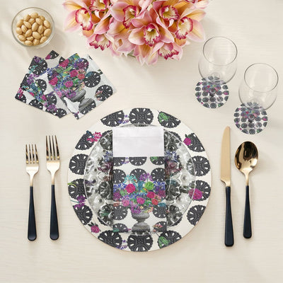 Pistals Metal Bouquet 16" Round Pebble Placemats, Set Of 4 - nicolettemayer.com