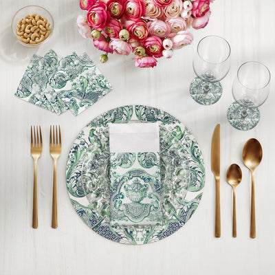 ROYAL DELFT WILLIAM AND MARY BLUE 16" ROUND PEBBLE PLACEMATS, SET OF 4 - nicolettemayer.com