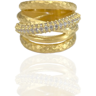 TAT2 ALMORA LAYERED BAND RING IN GOLD