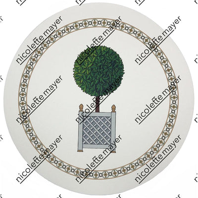 Timothy Corrigan Parterre Topiary 16" Round Pebble Placemats, Set Of 4 - nicolettemayer.com