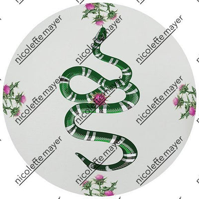 Thistle And Snake Pink White 16" Round Pebble Placemat Set of 4 - nicolettemayer.com