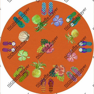 Winter In Florida Orange 16" Round Pebble Placemat Set of 4 - nicolettemayer.com