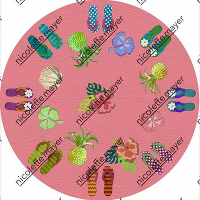 Winter In Florida Pink 16" Round Pebble Placemat Set of 4 - nicolettemayer.com