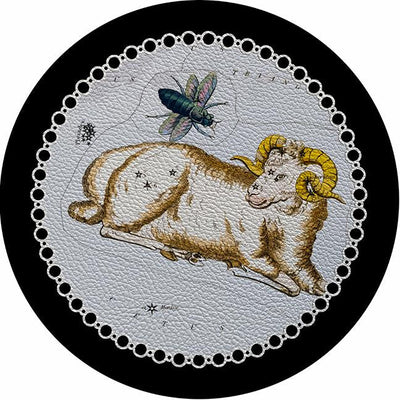 Zodiac Aries Black 16" Round Pebble Placemat Set of 4 - nicolettemayer.com