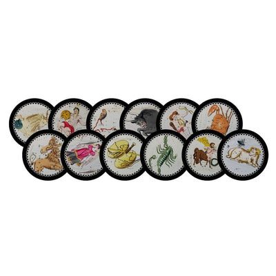Zodiac Black Set 16" Round Pebble Placemat Set of 12 - nicolettemayer.com