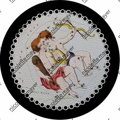 Zodiac Gemini Black 16" Round Pebble Placemat Set of 4 - nicolettemayer.com