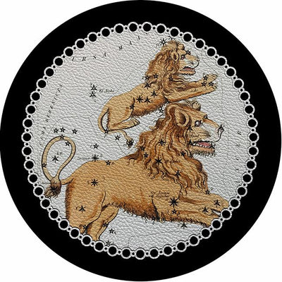 Zodiac Leo Black 16" Round Pebble Placemat Set of 4 - nicolettemayer.com