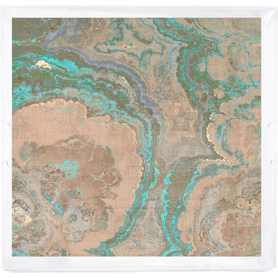 Agate Malachite Beveled/Polished Acrylic 18"X18" Large Size Square Printed Tray - nicolettemayer.com