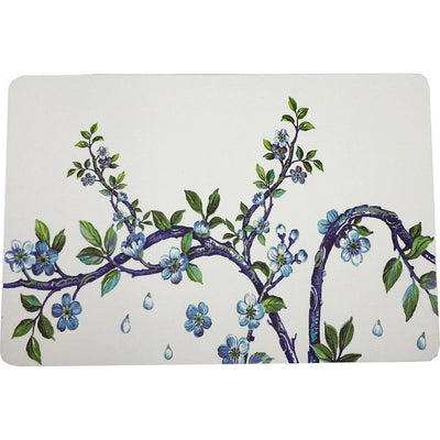 Cherry Blossom Blue 17.5 Rectangle Pebble Placemat, Set Of 4 - nicolettemayer.com