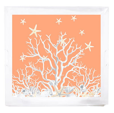 Coral Reef Peach 18X18 Acrylic Tray - nicolettemayer.com