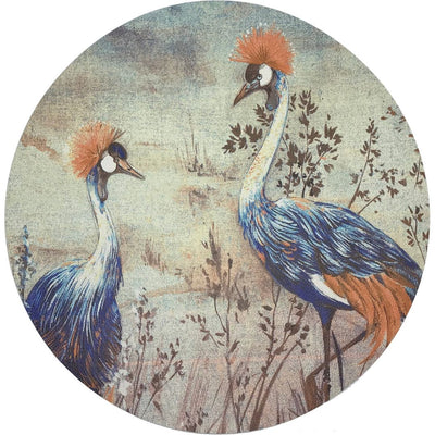 Crested Crane Burnt 16" Round Pebble Placemat, Set Of 4 - nicolettemayer.com