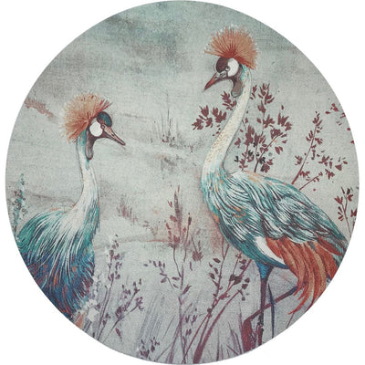 Crested Crane Turquoise Red 16" Round Pebble Placemat, Set Of 4 - nicolettemayer.com