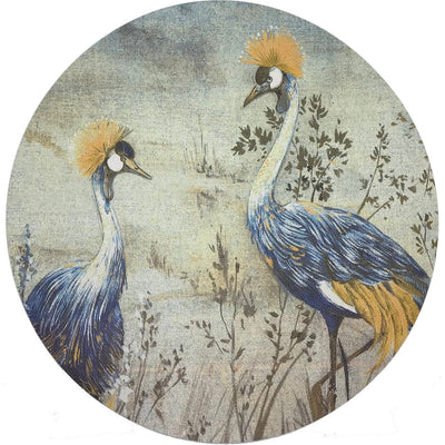 Crested Crane Wheat Blue 16" Round Pebble Placemat, Set Of 4 - nicolettemayer.com